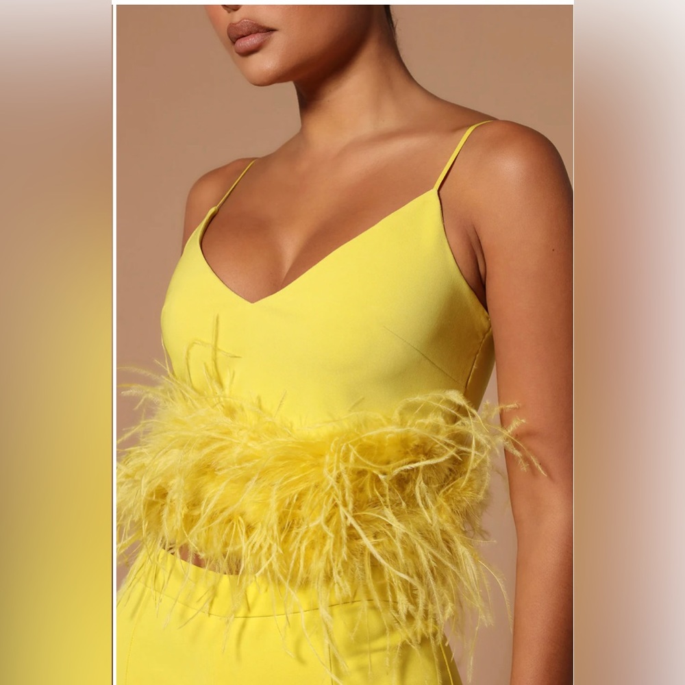 Feather trim crop top